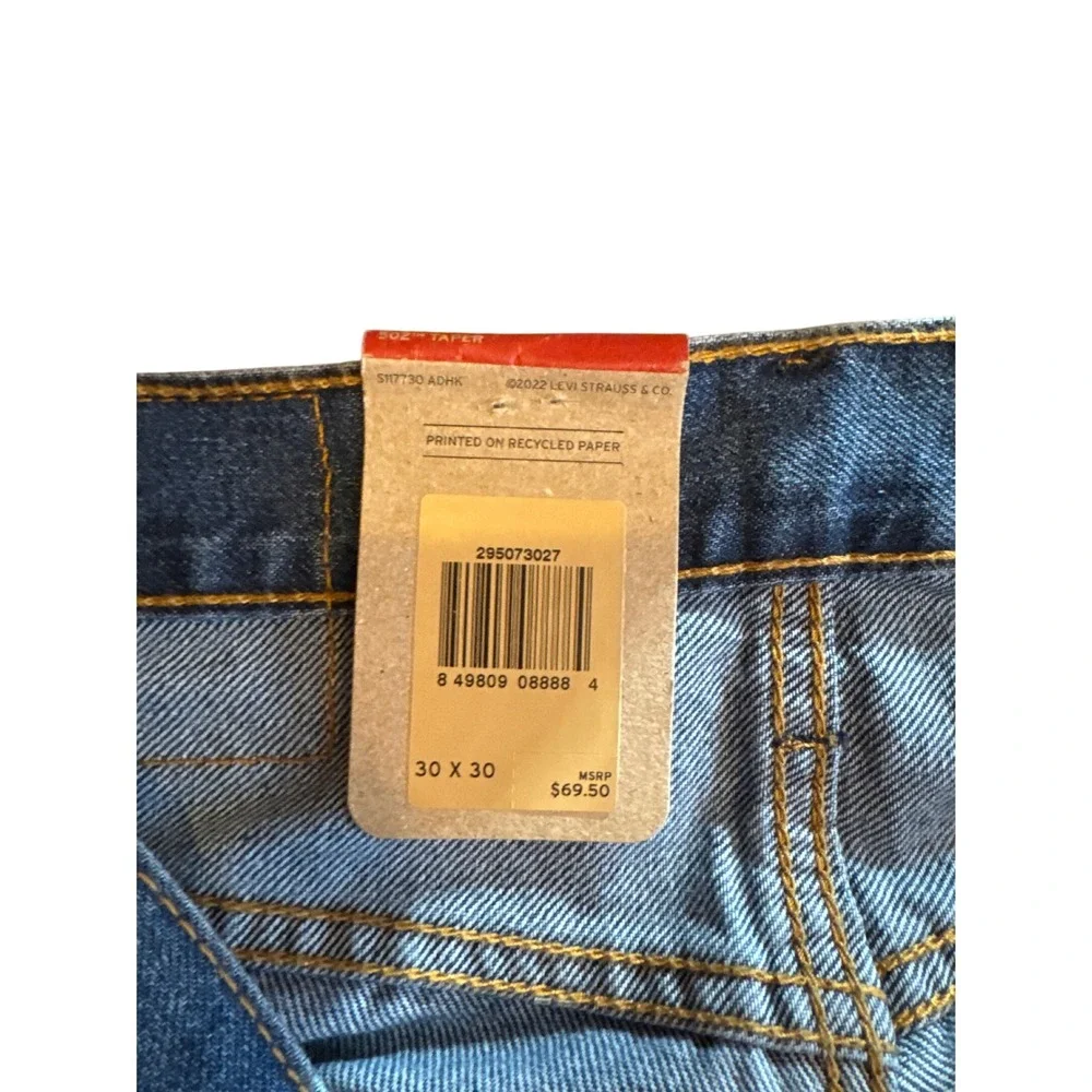 Levi Strauss Co 502 Taper‎ Eco Ease Jeans Men's W30 L30 Blue Denim New With Tags